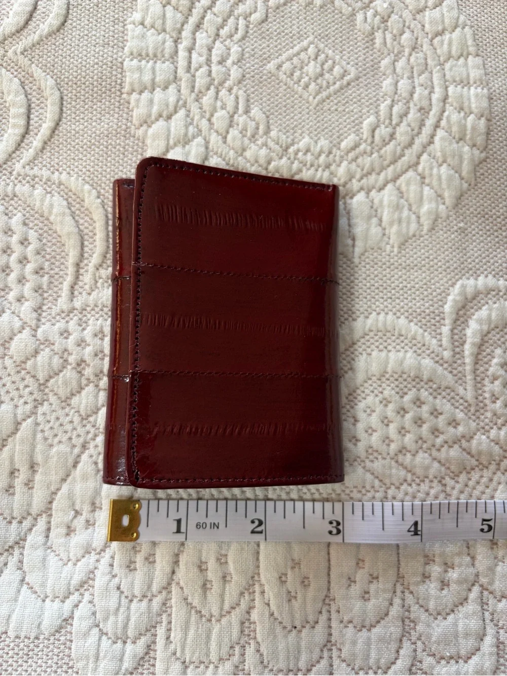 NWOT eelskin Men's trifold Card Wallet - Deep brown Leather